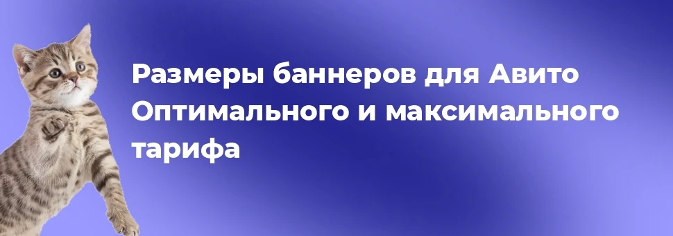 Размеры баннеров для Авито Оптимального и максимального тарифа Размеры баннеров для Авито Оптимального и максимального тарифа